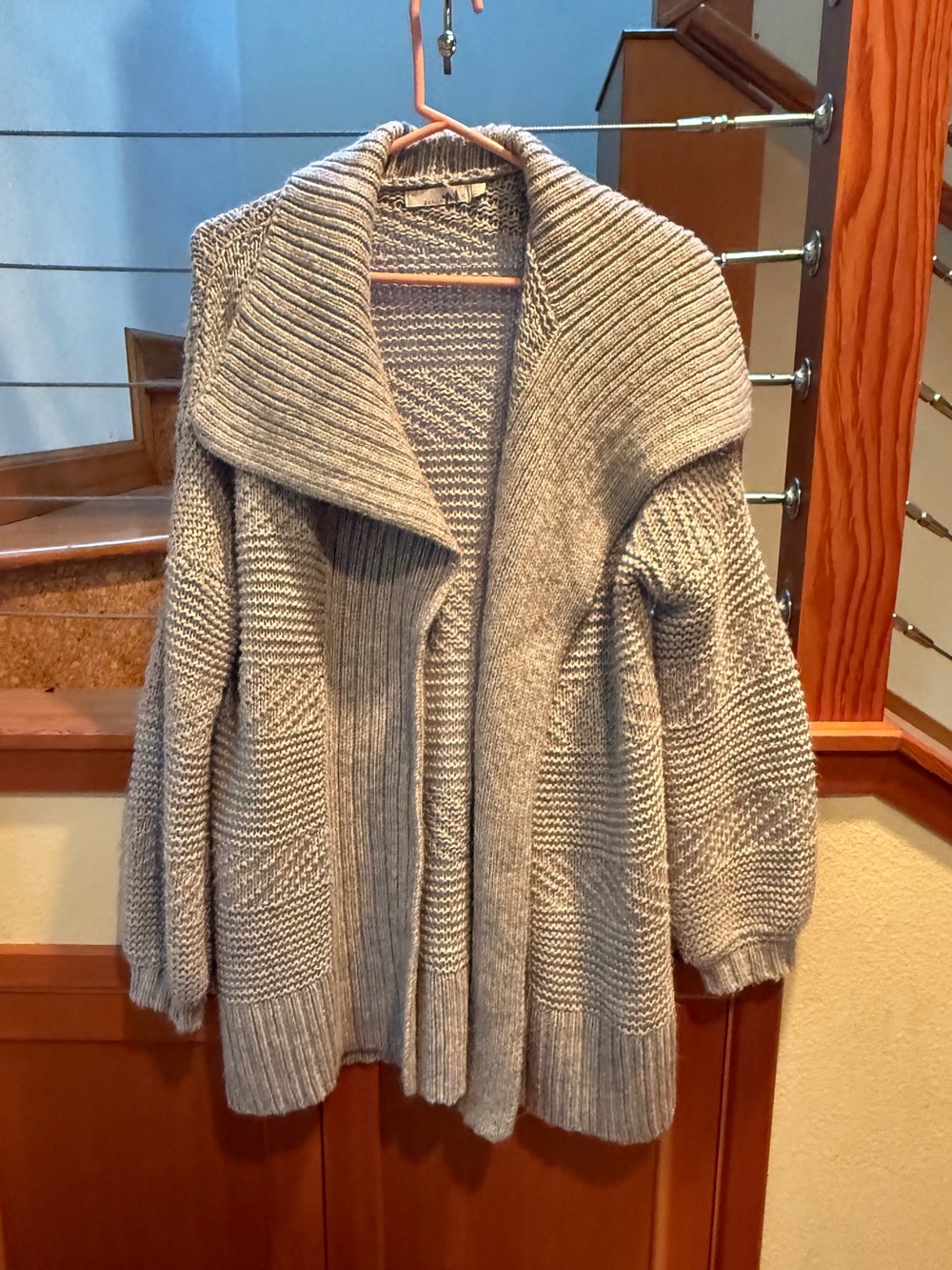 prAna Celandine (Cadeline) Wrap Cardigan Sweater Grey Geometric Knit Small